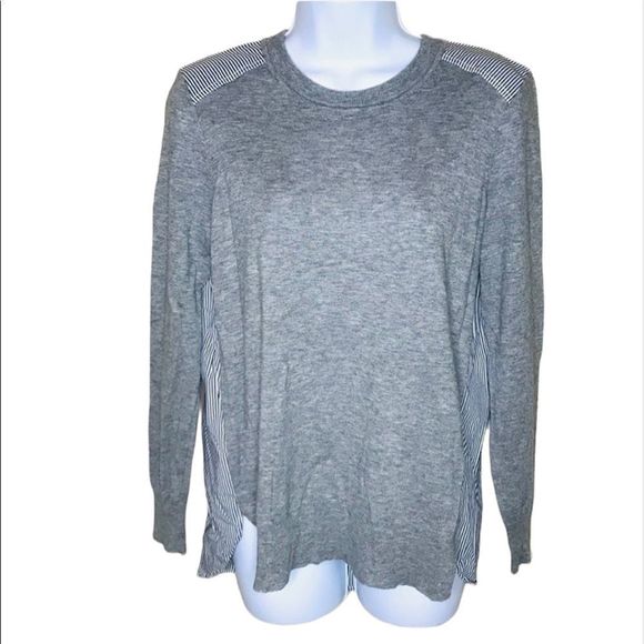 J. Crew Gray Merino Wool Sweater Striped Back - Picture 1 of 6
